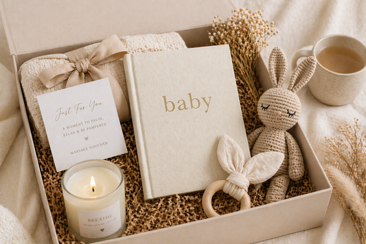 Baby Shower Gift, Baby memory book, Blanket, Toy and candle