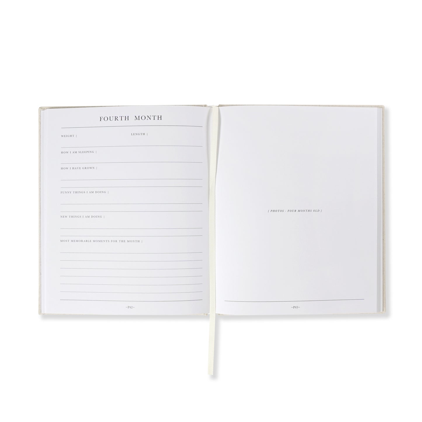 Mama & Bubba Gender Neutral Linen Baby Memory Book 2 page view