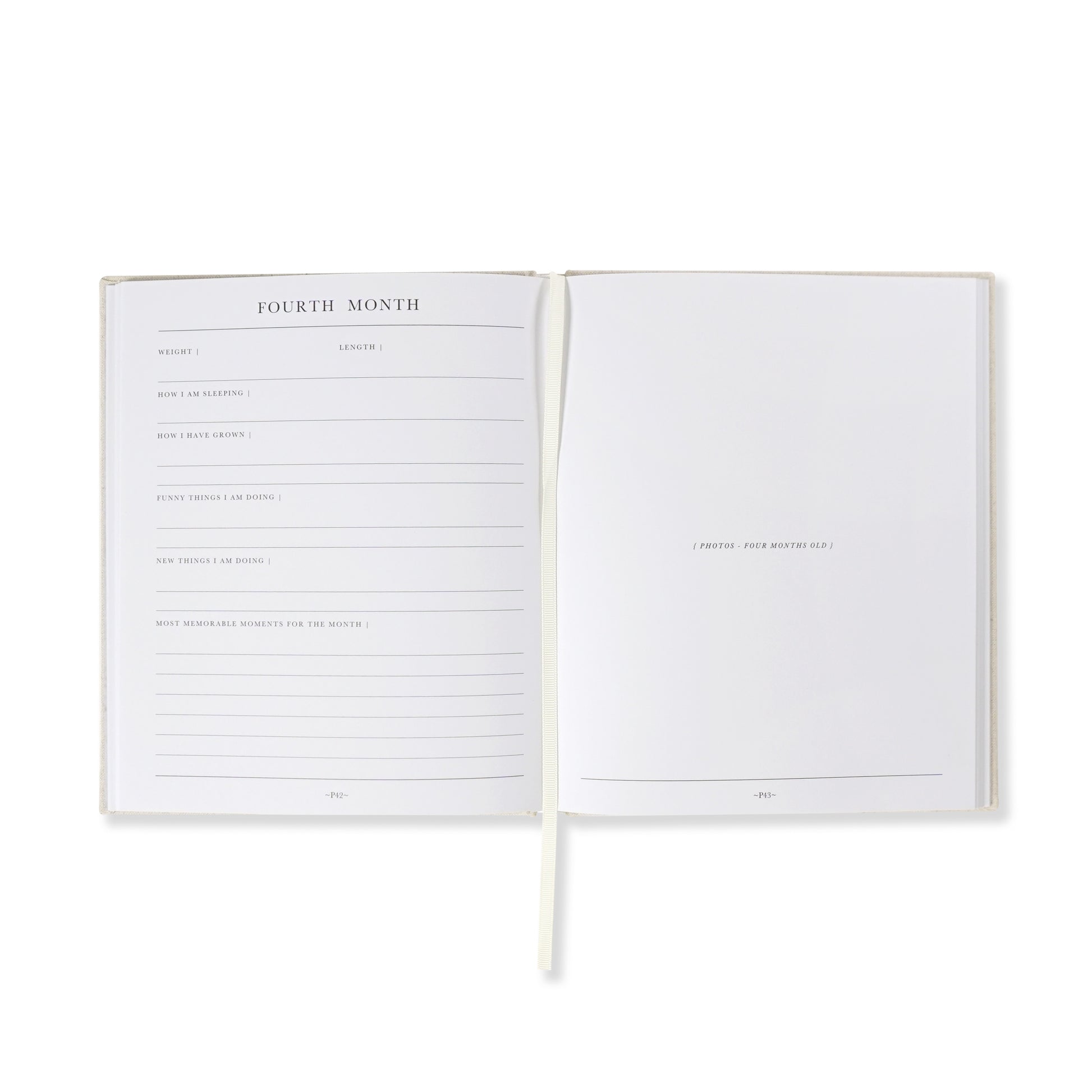 Mama & Bubba Gender Neutral Linen Baby Memory Book 2 page view