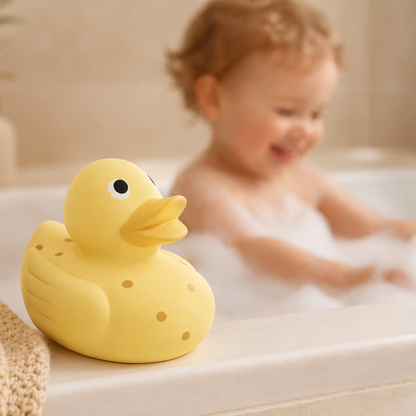 Natural Rubber Bath Duck SIsi and Toddler  No Holes 