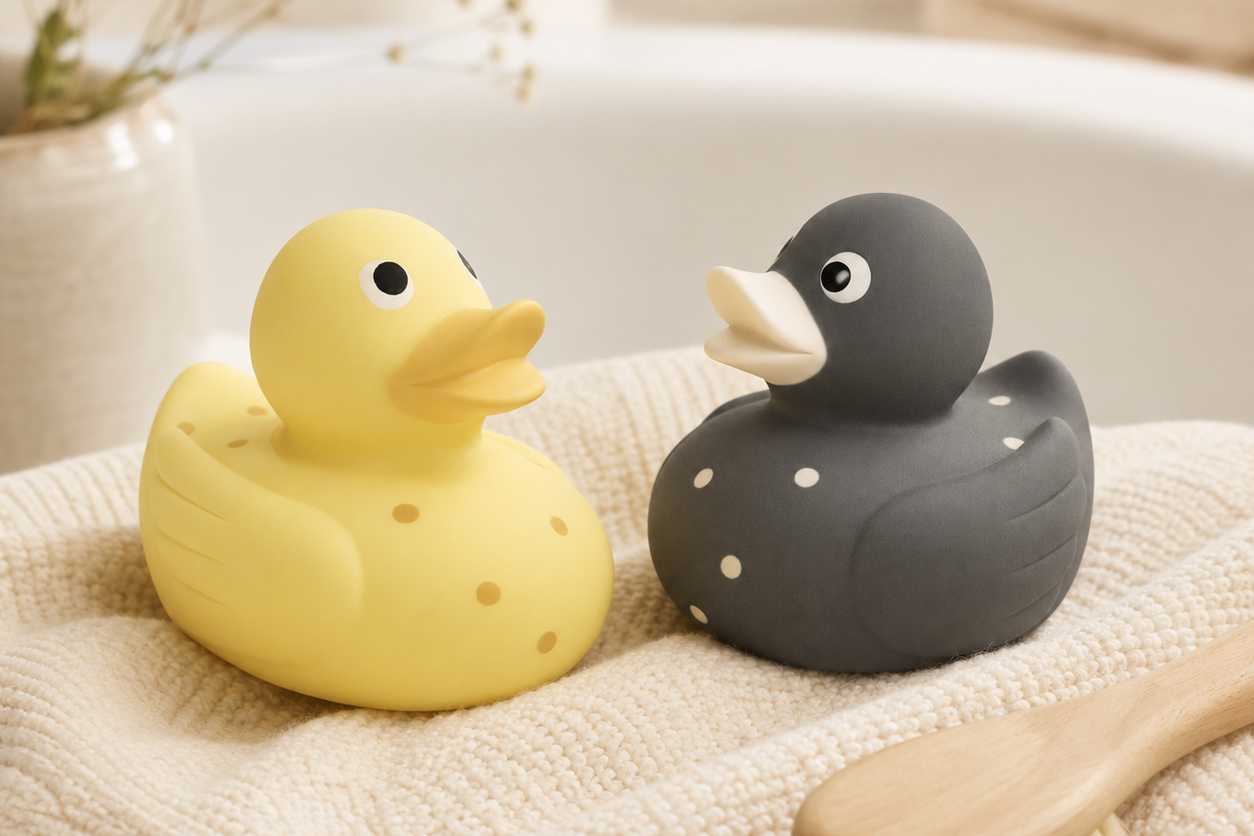 Sisi Natural Rubber Bath Duck Lifestyle Photo in Bathroom 