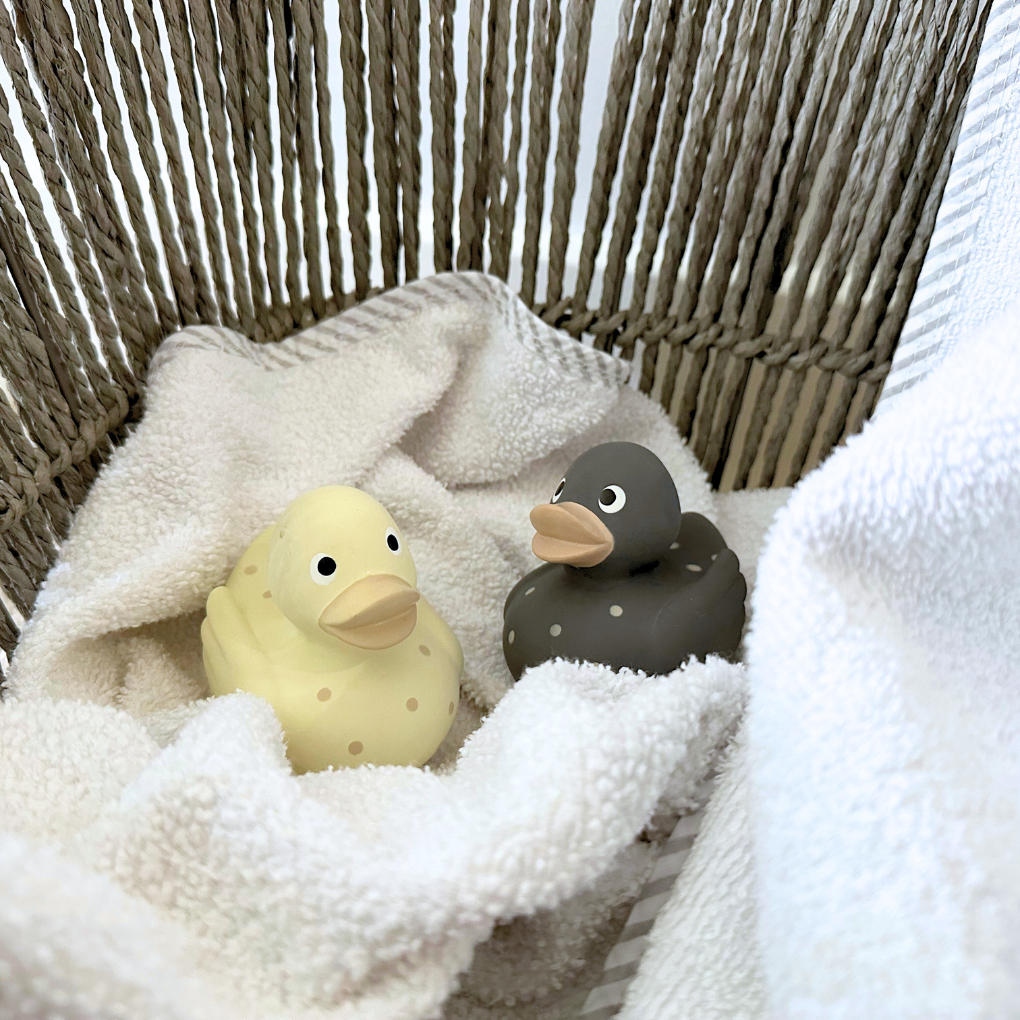Natural Rubber Bath Duck Mould Resistant  Grey and Cream No Holes