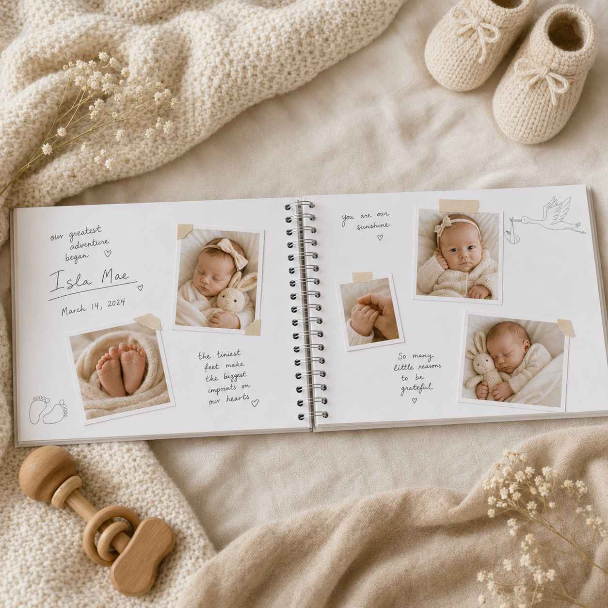 Personalisable Baby Scrapbook Album - Cherished Memories